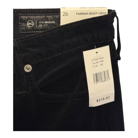 AG Jeans Farrah Boot Crop High Rise Black Corduroy Pants Size 4 (26) NWT - Picture 4 of 7